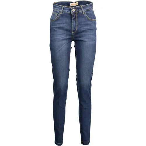 Blaue Baumwoll 5-Pocket Jeans mit Knopf , Damen, Größe: W27 - Kocca - Modalova