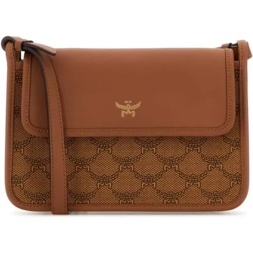 Cross Body Bags, male, , Size: ONE SIZE Camel Crossbody Bag with Monogram - MCM - Modalova