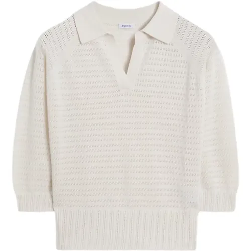 Weiße Baumwoll Pima Polo Shirt , Damen, Größe: M - Aspesi - Modalova