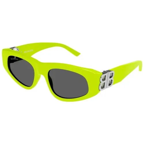 Gelber Rahmen Graue Linse Sonnenbrille , Damen, Größe: 53 MM - Balenciaga - Modalova