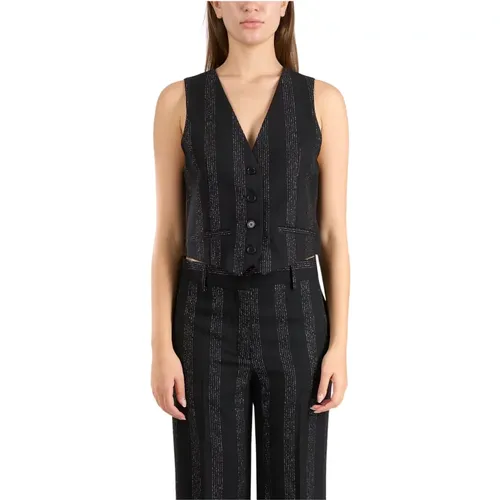 Slim Fit Wollmischung Lurex Gilet , Damen, Größe: M - MSGM - Modalova