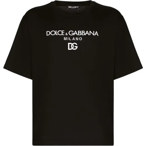 Schwarze T-Shirts und Polos , Herren, Größe: M - Dolce & Gabbana - Modalova