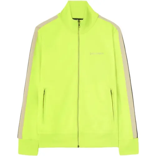 Zip-throughs, male, , Size: L Fluorescent Logo Print Sweater - Palm Angels - Modalova