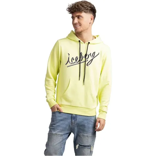 Gelber Herren Logo Hoodie , Herren, Größe: L - Iceberg - Modalova