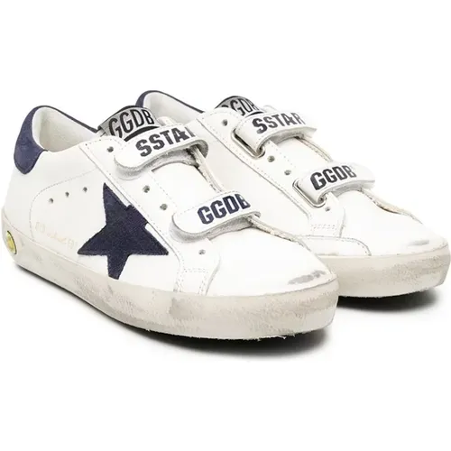 Weiße Sneakers für Kinder mit altem Lederobermaterial,Weiße Kindersneakers mit verwaschenem Finish und Sternenpatch - Golden Goose - Modalova