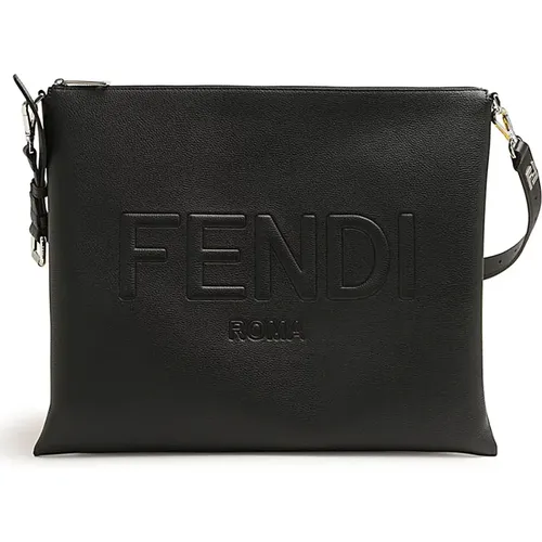 Cross Body Bags, male, , Size: ONE SIZE Leather Shoulder Bag - Fendi - Modalova