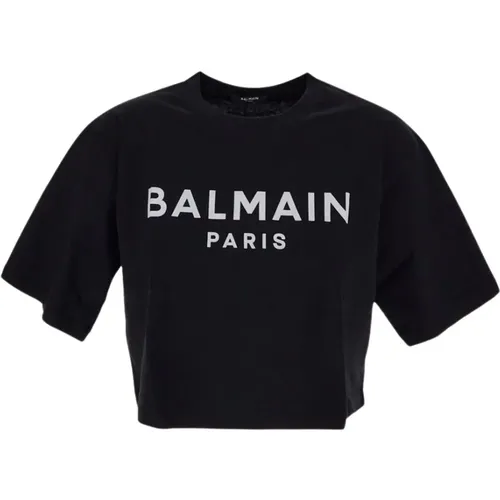 Cropped Logo T-shirt Balmain - Balmain - Modalova