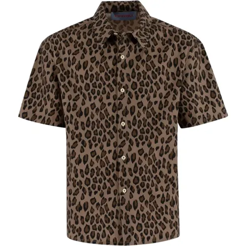 Leopard Print Short Sleeve Shirt , male, Sizes: L, M - Bluemarble - Modalova