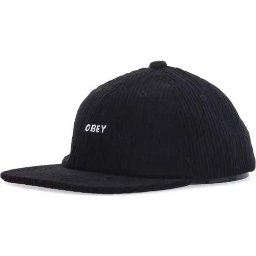 Caps, male, , Size: ONE SIZE Velvet Flat Visor Cap Bold Cord - Obey - Modalova