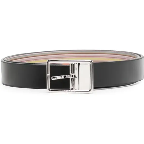 Belts, male, , Size: ONE SIZE Artist Stripe Leather Belt - Paul Smith - Modalova