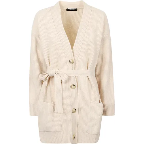 Medium Length Cardigan in Wool Viscose and Cashmere , female, Sizes: XS, M, XL, L - Max Mara Weekend - Modalova