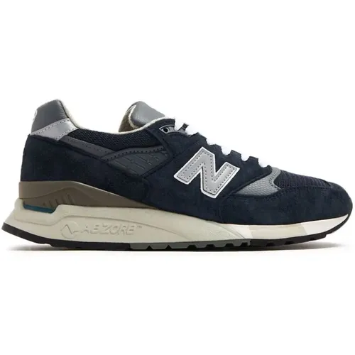 Sneakers, male, , Size: 8 1/2 US Black/Grey Suede Panel Sneakers - New Balance - Modalova