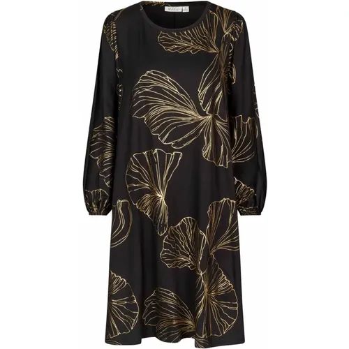 Elegant Black Dress with Gold Print , female, Sizes: M, S, XS, L - Masai - Modalova