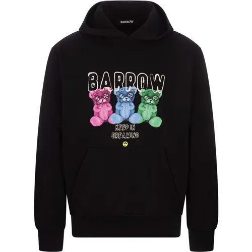 Schwarzer Oversized Hoodie mit Teddy-Print , unisex, Größe: S - BARROW - Modalova