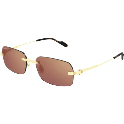 Metallic Sunglasses for Women , female, Sizes: 58 MM - Cartier - Modalova