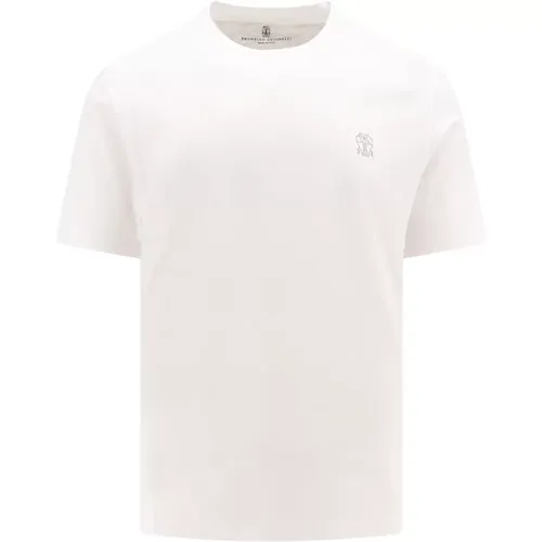 Weißes Crew-neck T-Shirt Made in Italy , Herren, Größe: 2XL - BRUNELLO CUCINELLI - Modalova