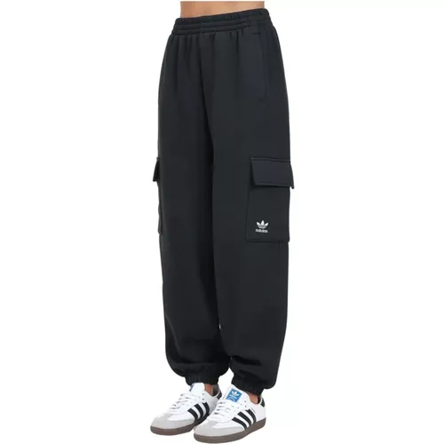 Schwarze Fleece Cargo Hose Damen , Damen, Größe: M - adidas Originals - Modalova