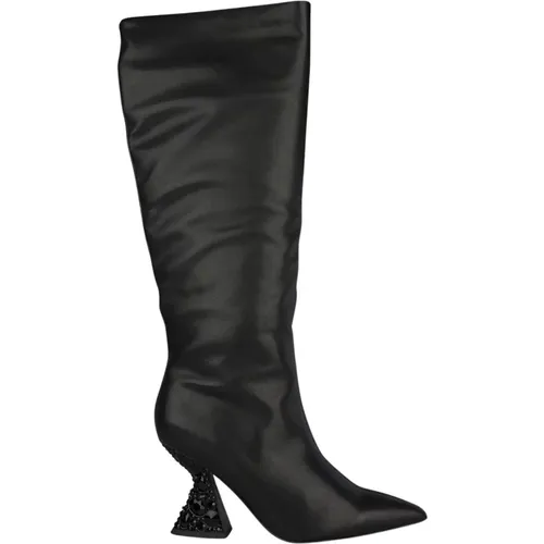 Rhinestone Heel Leather Ankle Boots , female, Sizes: 6 UK, 3 UK, 2 UK, 4 UK, 5 UK, 9 UK, 7 UK, 8 UK - Alma en Pena - Modalova