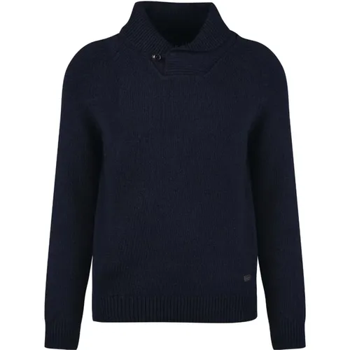 Turtlenecks, male, , Size: 2XL Navy Shawl Collar Sweatshirt - Barbour - Modalova