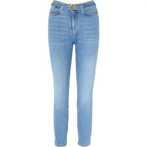 Vintage Medium Hohe Taille Skinny Jeans mit Love Birds Logo - pinko - Modalova