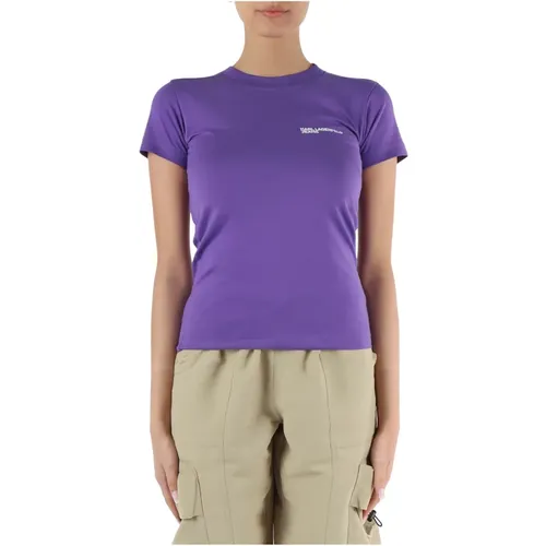 Slim Fit Baumwoll T-Shirt mit Logo , Damen, Größe: S - Karl Lagerfeld - Modalova
