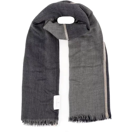 Grey Scarves with Frayed Check Profiles , male, Sizes: ONE SIZE - BRUNELLO CUCINELLI - Modalova