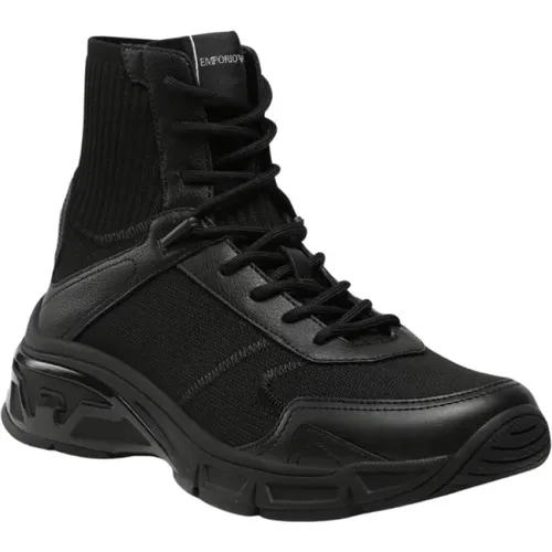 High Top Sneakers , male, Sizes: 8 UK, 7 UK - Emporio Armani - Modalova