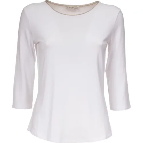 Viscose T-shirt with 3/4 sleeves , female, Sizes: S, L - Le Tricot Perugia - Modalova