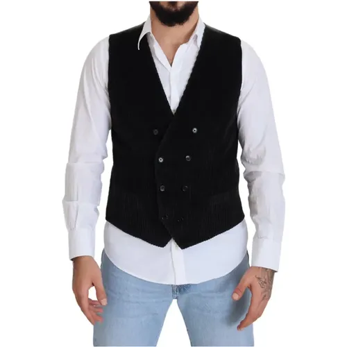 Suit Vests, male, , Size: XS Double Breasted Waistcoat Vest - Dolce & Gabbana - Modalova