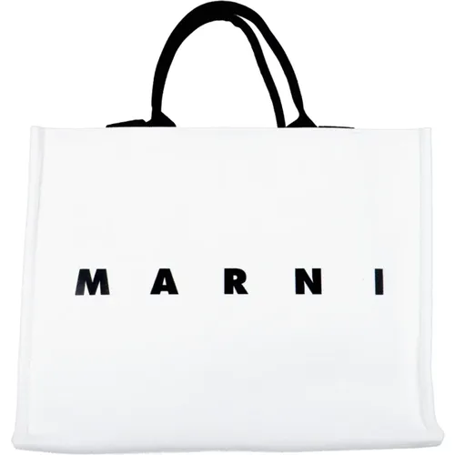 Handbags, male, , Size: ONE SIZE Modern Cotton Tote Bag - Marni - Modalova