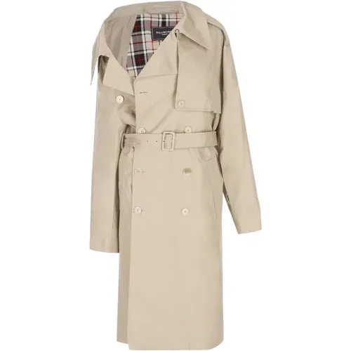 Off-Shoulder Trench Coat , female, Sizes: S, XS - Balenciaga - Modalova