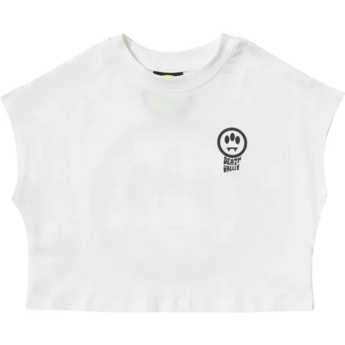 Weiße Cropped Kinder T-Shirt mit Mehrfarbigem Smile-Print - Barrow - Modalova