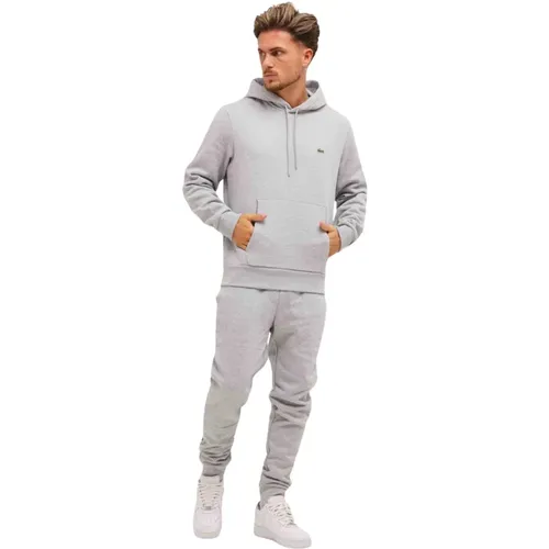 Training Sets, male, , Size: 2XL Hooded Tracksuit Men Grey Stylish - Lacoste - Modalova