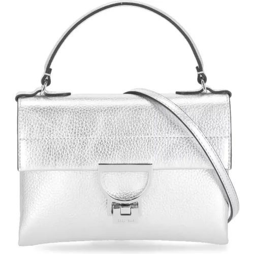 Silver Pebble Leather Shoulder Bag , female, Sizes: ONE SIZE - Coccinelle - Modalova