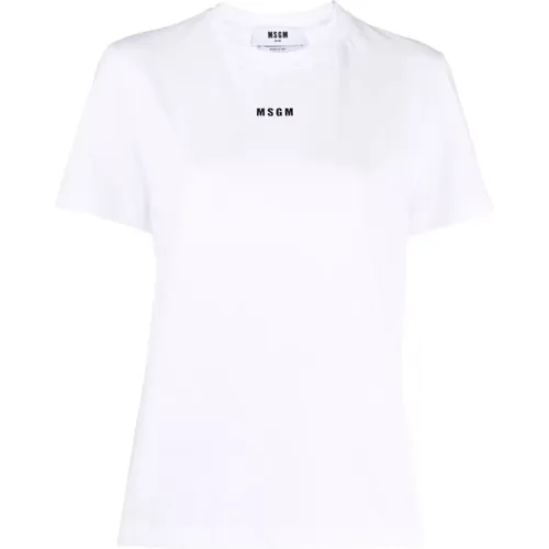 Weißes Baumwoll-Logo-T-Shirt Frauen - Msgm - Modalova
