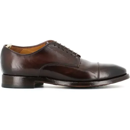 Ebony Leather Derby Flat Shoes , male, Sizes: 8 UK, 6 UK - Officine Creative - Modalova