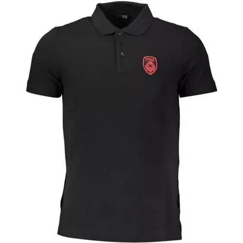 Schwarzes Baumwoll-Polo-Shirt, Kurzarm, Regular Fit , Herren, Größe: M - Cavalli Class - Modalova