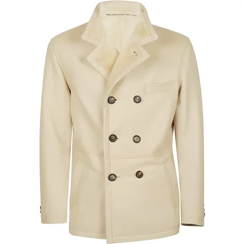 Blazers, male, , Size: 3XL Shearling Double-Breasted Jacket - Eleventy - Modalova