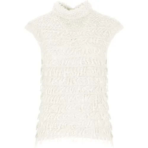 Turtlenecks, female, , Size: S Ivory Sleeveless High Neck Sweater - D.Exterior - Modalova