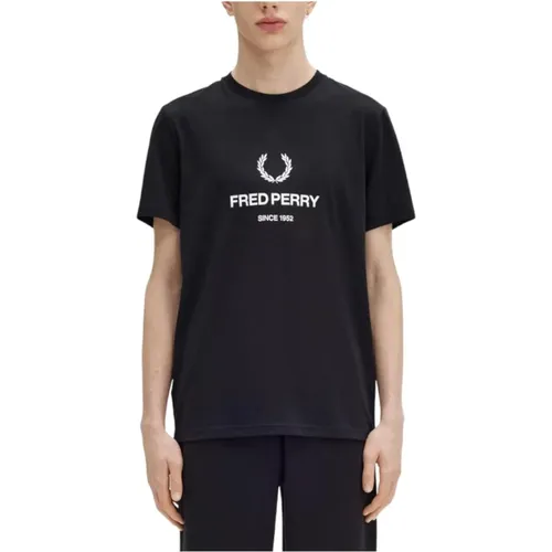 Lorbeerkranz Rundhals T-Shirt , Herren, Größe: S - Fred Perry - Modalova