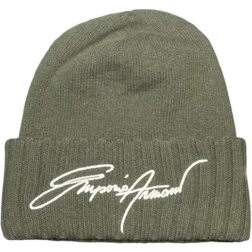 Beanies, male, , Size: M Wool Logo Lettering Sweater - Emporio Armani - Modalova