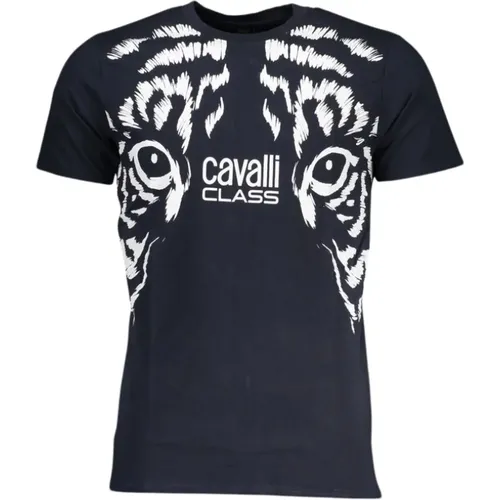 T-Shirts, male, , Size: 2XL Cotton Print Logo T-Shirt - Cavalli Class - Modalova