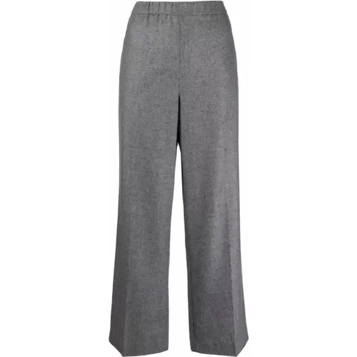 Wide Trousers, female, , Size: S Cashmere Wool Flannel Trousers - Aspesi - Modalova