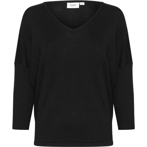 V-Ausschnitt Strickpullover Leichte Qualität , Damen, Größe: S - Saint Tropez - Modalova