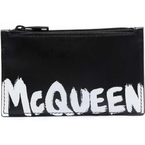 Wallets & Cardholders, male, , Size: ONE SIZE Logo-Print Leather Wallet - alexander mcqueen - Modalova