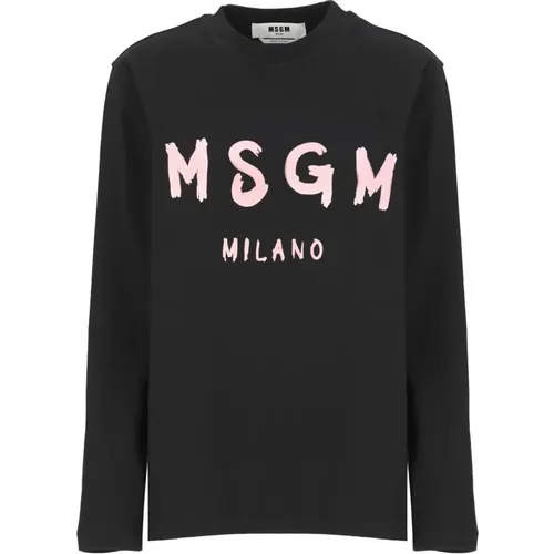 Cotton T-shirt with Logo Print , female, Sizes: S, M, XS - Msgm - Modalova