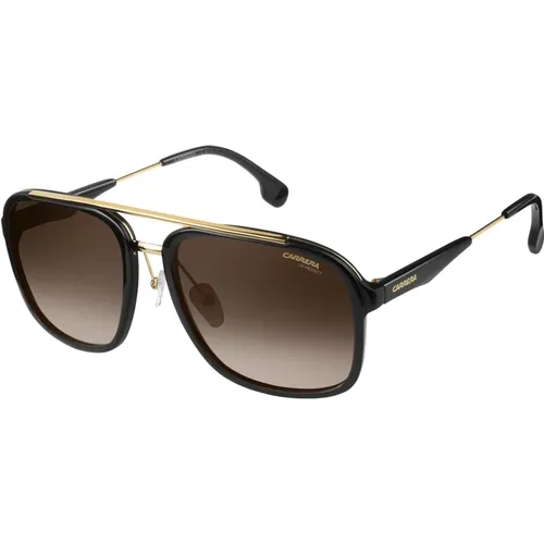 Sunglasses, unisex, , Size: 57 MM Black Gold/Brown Shaded Sunglasses - Carrera - Modalova