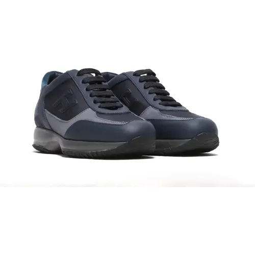 Blaue Wildleder Interactive Sneakers - Größe 41 , Herren, Größe: 41 1/2 EU - Hogan - Modalova