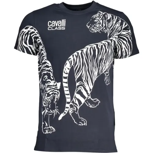 Cotton Print Logo T-Shirt , male, Sizes: L, XL, 2XL - Cavalli Class - Modalova