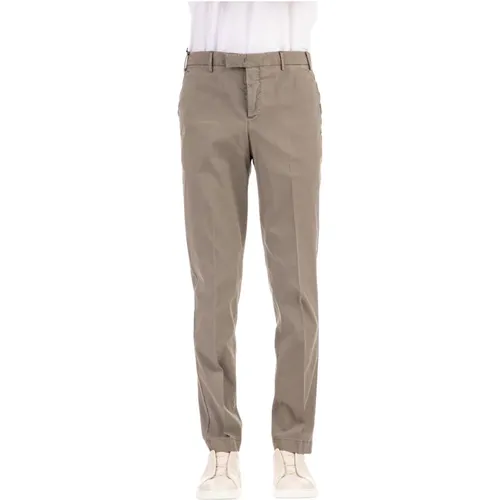 Chinos, male, , Size: M Grey Twill Stretch Trousers - PT Torino - Modalova